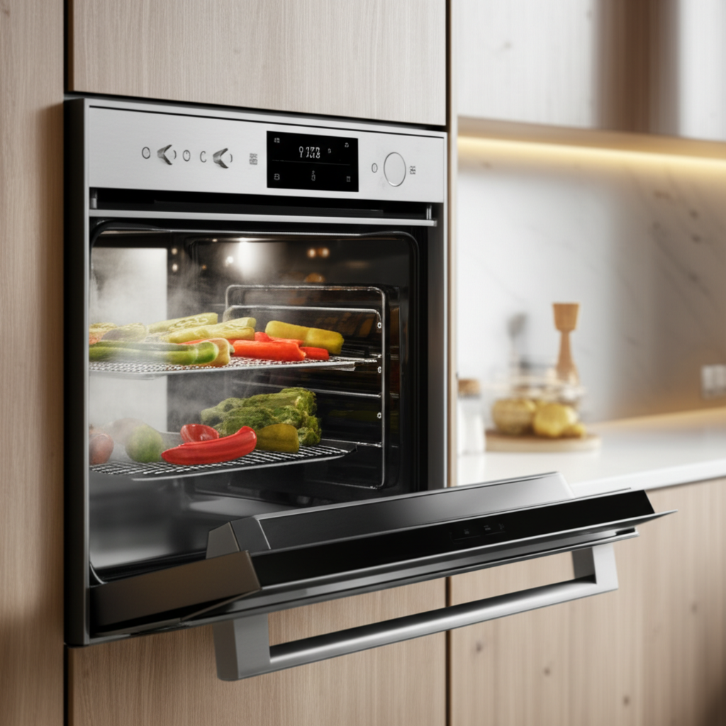 Wolf steam oven in a minimalist kitchen setting